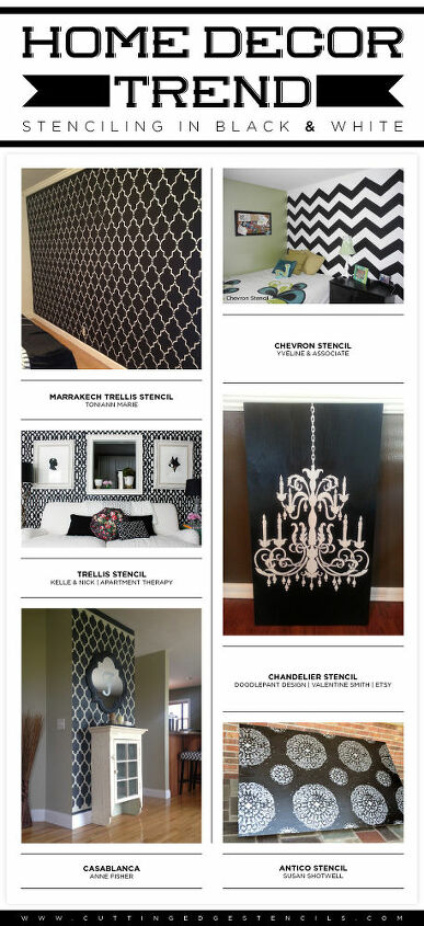 home decor trend stenciling in black white, home decor, painting