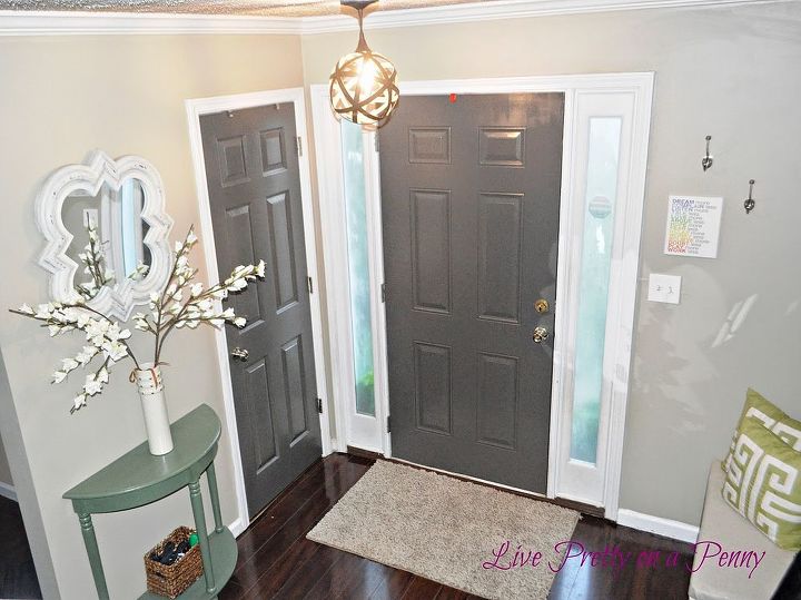 dark gray painted door, doors, foyer, home decor, painting