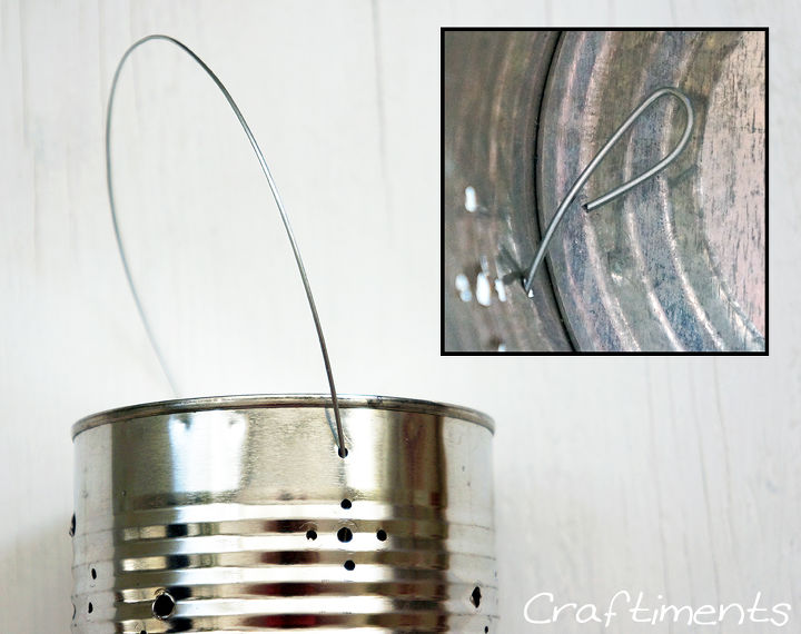 tin can solar lantern tutorial, diy, how to, outdoor living, repurposing upcycling, Step 5 Make a handle out of steel wire