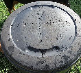 diy trash can compost bin, composting, gardening, go green, First you ll want to drill holes in the bottom of the trash can The more holes the better aeration