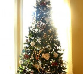 simple yet festive christmas tree decorated with handmade ornaments, christmas decorations, seasonal holiday decor