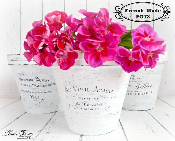 diy french made pots with waterslide decals, crafts, home decor