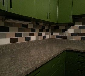 painted subway tile backsplash, kitchen backsplash, kitchen design, painting, tiling, Finished project