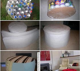 empty plastic bottles ottoman, diy, painted furniture, Just sharing with you all I DID NOT MAKE THIS