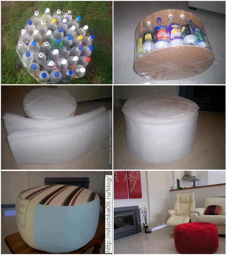 empty plastic bottles ottoman, diy, painted furniture, Just sharing with you all I DID NOT MAKE THIS