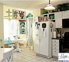 open kitchen cabinets with aqua white lime green and silver accents, home decor, kitchen design, shelving ideas