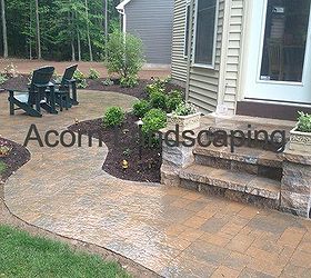 amazing backyard waterfall fish pond with paver patio transformation greece ny by, Steps Techo Bloc Paver Patio Walkway Plantings and Water Feature in Greece NY by Acorn Landscaping Certified Aquascape Contractor of Rochester NY