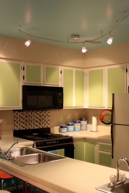 updated cabinets, doors, kitchen cabinets, painting, Painted Plywood panels applied