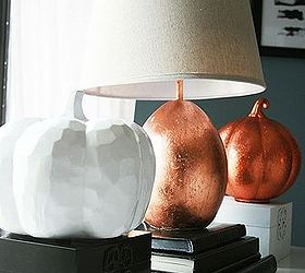 lamp makeover with copper leaf sheets, crafts, lighting, seasonal holiday decor, Lamp makeover just in time for Fall using copper leaf sheets