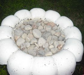 succalents planted in a bird bath made into a planter, curb appeal, gardening, Set stones in first