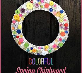 colorful spring chipboard button wreath, crafts, seasonal holiday decor, wreaths