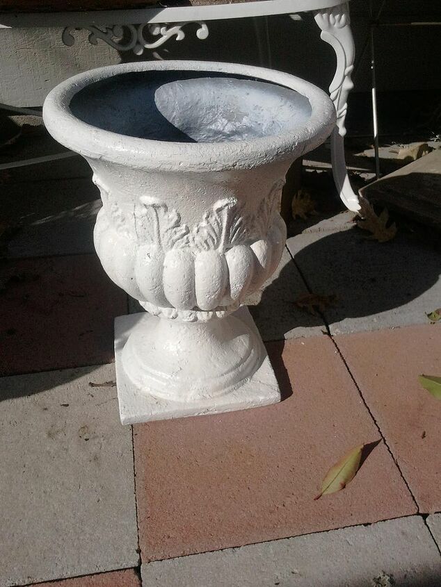 my steal of a bargain, outdoor furniture, painted furniture, shabby chic, This is an awesome outdoor pot not old but will be perfect in my garden Not heavy not sure what its made out of but at least it won t Crack