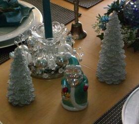my blue and silver christmas 2012, seasonal holiday d cor, Santa and trees on the dining room table
