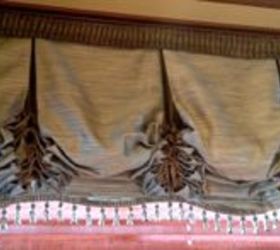 fall city residence, home decor, reupholster, window treatments, windows, London style valances with tassel fringe and pleated header