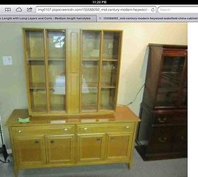 vintage 1950 s heywood wakefield china cabinet, painted furniture
