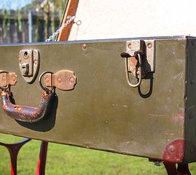 repurposed wwii military first aid storage suitcase table w sewing machine base, repurposing upcycling