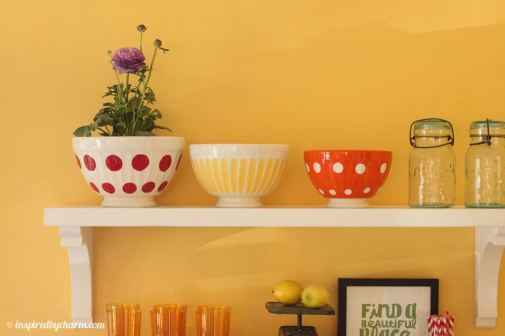 diy shelves add fun and color to a dining room, home decor, shelving ideas, Close up