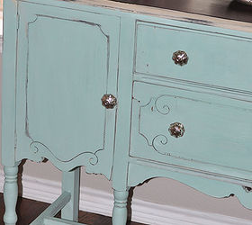 my painted buffet, home decor, painted furniture, A custom mix of American Paint Company s Paint to create this pale aqua minty goodness General Finishes Java Gel Stain Top