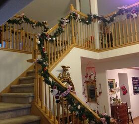christmas 2012, christmas decorations, flowers, seasonal holiday decor, Stairway