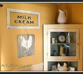 come check out my vintage milk and cream co stenciled paint on glass sign diy, crafts, home decor, repurposing upcycling, the finished product