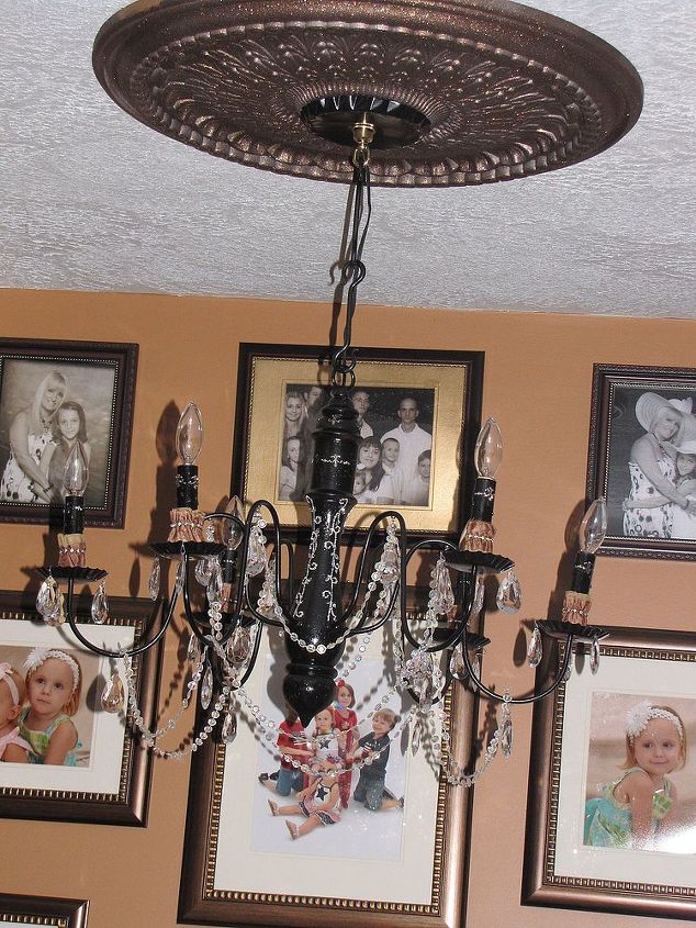my homemade chandelier project bling, crafts, lighting, Finished project
