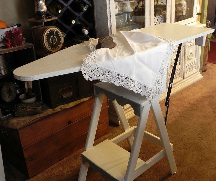 refinished ironing board stepping stool, chalk paint, crafts, painted furniture, as ironing board