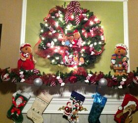 gingerbread man mantel, christmas decorations, seasonal holiday decor