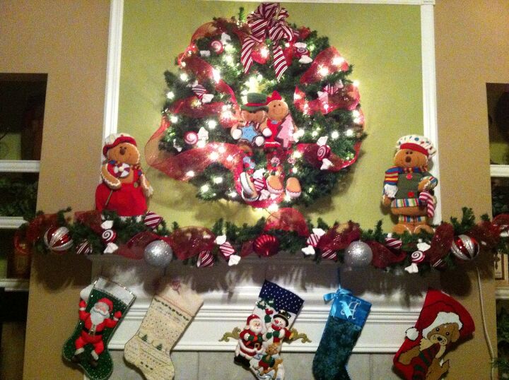 gingerbread man mantel, christmas decorations, seasonal holiday decor