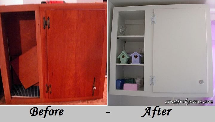 sewing craft room cabinet re do, kitchen cabinets, painted furniture, The Before After of my Sewing Craft room addition