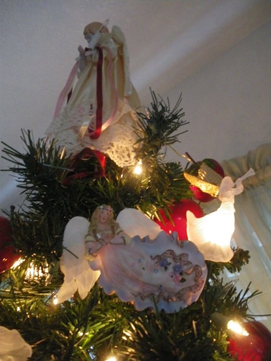 my memory christmas angel tree, christmas decorations, seasonal holiday decor, Every year I had a angel ornament