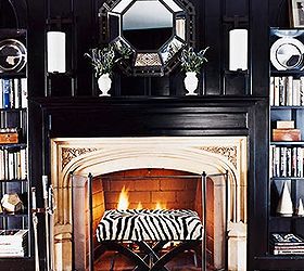 black trim is the simplest way to a stylish classic look, fireplaces mantels, home decor, Painting a mantle and wall black create a focal point as well as ground this room Love it