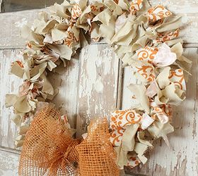 coat hanger fall rag wreath, crafts, seasonal holiday decor, wreaths, Finished Coat Hanger Fall Rag Wreath