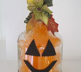 pumpkin re purpose project bottle into a pumpkin candle holder, crafts, halloween decorations, repurposing upcycling, seasonal holiday decor, So precious do use a dripless candle never leave lit unattended