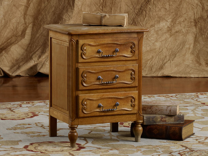 brocante antiques, home decor, Bayonne Oak End Table Charming flanking a bed or sofa these oak end tables were crafted over a century ago and are detailed with distinctive curved carvings antique metal drawer pulls and shapely arrow feet