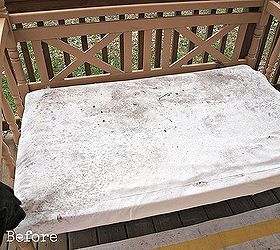 how to make an outdoor cushion cover out of a drop cloth, crafts, outdoor furniture, outdoor living, painted furniture, repurposing upcycling, Before