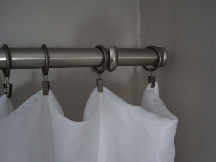 how to hang curtains and where to put curtain rod brackets, window treatments, windows, Where I put curtain brackets and ring clips on the curtain rod