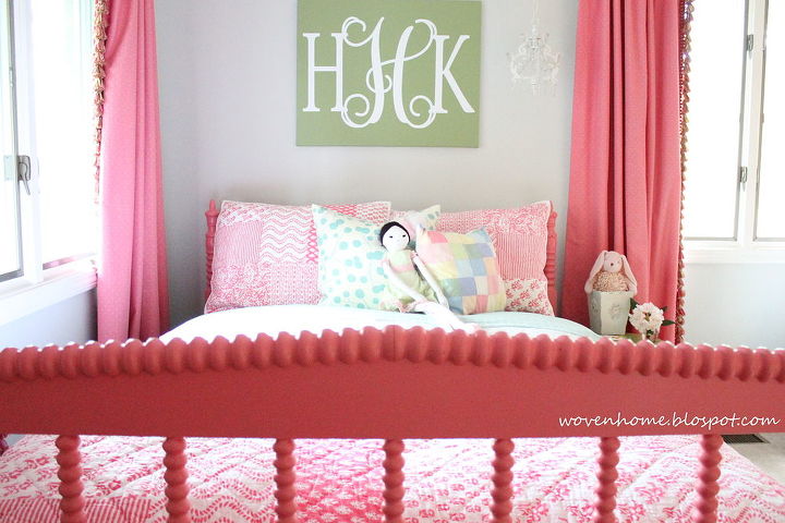 pink painted big girl bed, bedroom ideas, home decor, painting, All pink and girly