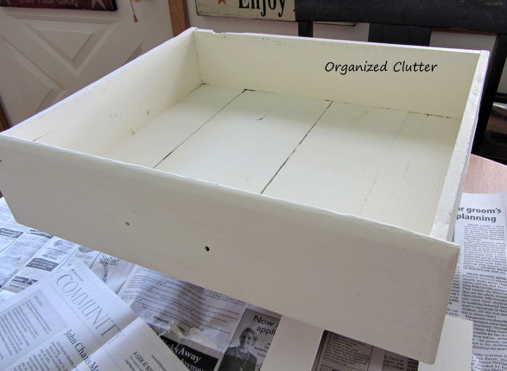 a repurposed drawer shelf, home decor, repurposing upcycling, shelving ideas, The drawer painted in ASCP old white