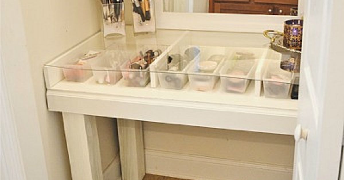 Diy Glass Top Makeup Vanity Desk Hometalk