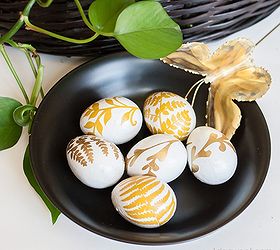gold fern easter eggs, crafts, easter decorations, painting, seasonal holiday decor