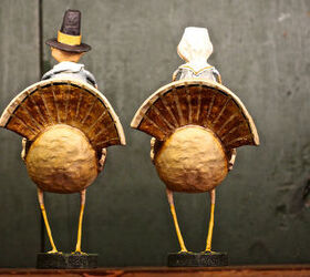 thanksgiving decor using a cast of characters part four, crafts, seasonal holiday decor, thanksgiving decorations, Pilgrim Fraternal Twins Turkey Back Riding View Two