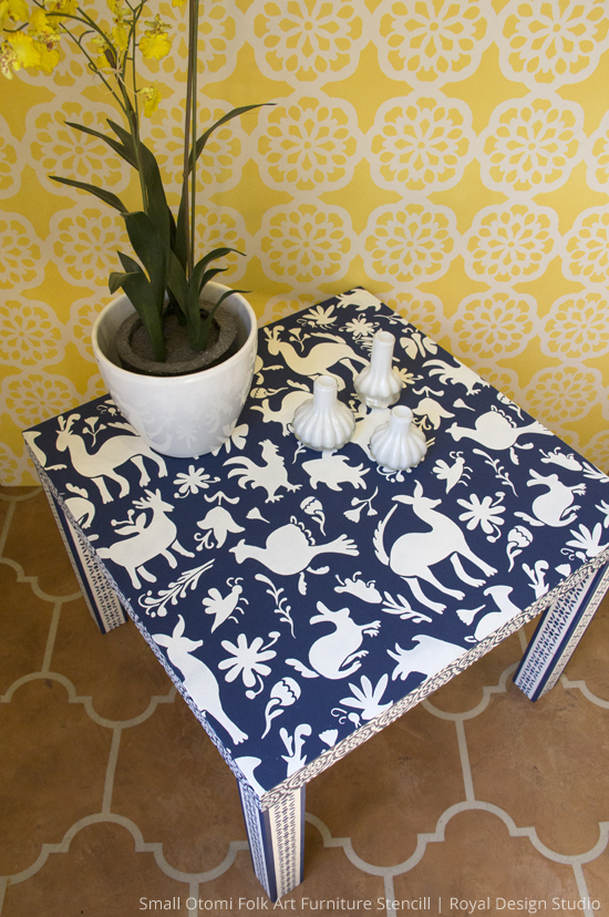 stencil diys with the haute and trending otomi patterns, painted furniture, wall decor