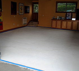 charcoal stained micro topping garage floor, flooring, garages, painting, The hand troweled micro topping